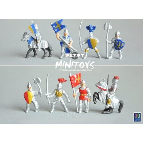 Miniature Medieval Castle Knight Ancient Roman Crusader Warrior King Cavalry Guard Soldier Action Figure Ornaments Model Toys