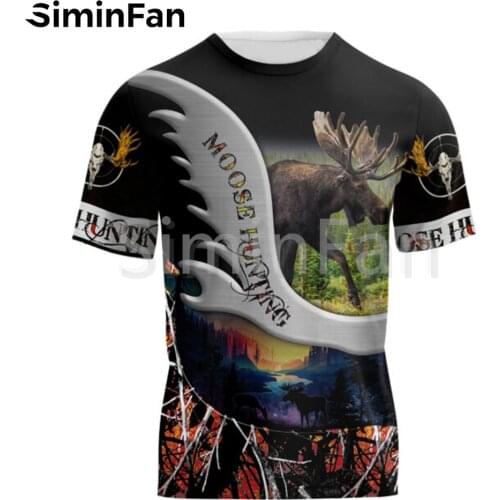 Mens 3D Print Casual T-Shirts Moose Hunting Hunter Unisex Harajuku Shirts Summer Tees Hip-Hop Women Tops Plus Size Quick Dry 03