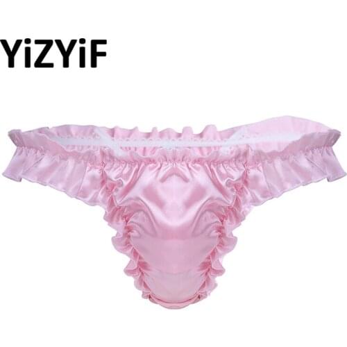 Sissy panties Man Gay Swimwear Bikini Sexy Underwear briefs men Ruffled Frilly Sissy Briefs Thong Open Butt Jockstraps Panties