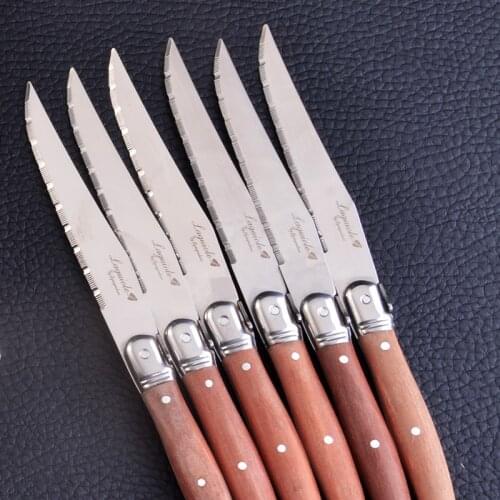 6-10pcs Laguiole Style Steak Knives Dinner Knives Wood Handle Japanese Dinnerware set Stainless Steel Kitchen Cutlery Set Gift