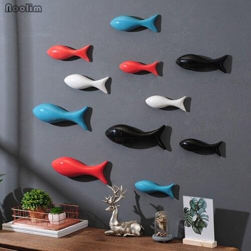 NOOLIM Stereoscopic Modern Living Room Fish Shape Wall Decoration Background Creative Wall Hanging Ornament Home Wall Decoration