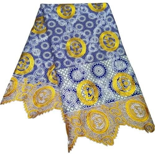 New African Lace Fabric Embroidered High Quality Wax Lace Fabric African Wax Lace Fabric For Dress 6 Yards\Lot