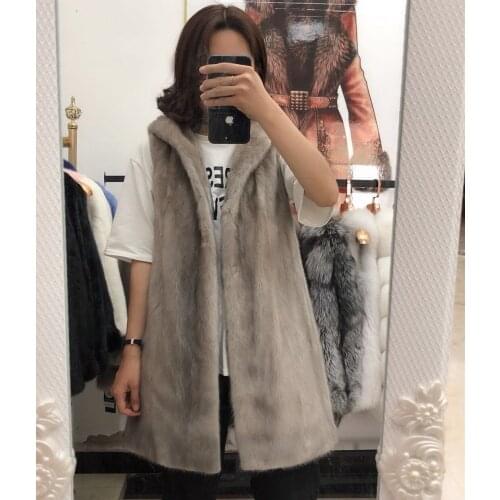 2018 New wimen mink fur vest coat long outwear