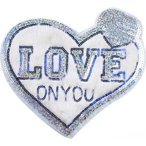 New Love Hearts Silver Gold Fabric Embroidery Sew on Patches Badges for Clothes DIY Appliques Craft Decoration Sticker