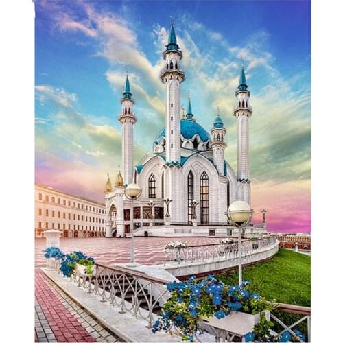 Religious DIY Diamond Embroidery Muslim church Diamond Painting 5D Cross Stitch Full Round Diamond Mosaic Needlework Hobby BY804