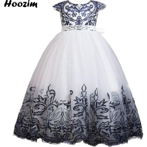 Luxury Embroidery Rhinestone Tulle Gala And Wedding Party Ball Gown Dress Girls 6 To 13 Years Foraml Pageant And Evening Dresses