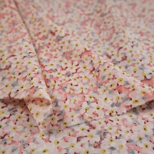 Floral Chiffon Fabric Sweet Pink Stretch Velvet Dress Shirt Girls Clothing Handmade DIY Fabric