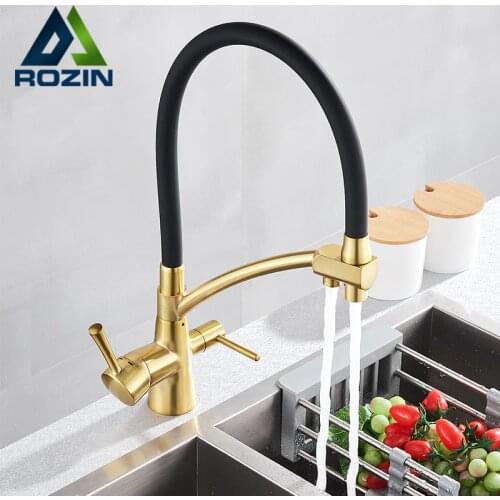 Rozin Kitchen Purification Faucet Deck Mounted 360 Degree Rotation Pure Water Tap Drinking Water Faucet Kitchen Hot Cold Mixers