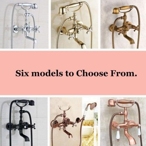 Bathtub Faucets Brass Bathroom Tub Faucet W/Hand Shower Sprayer Clawfoot Mixer Tap Wall Mounted Kxz052