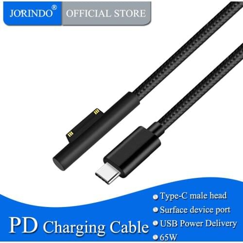 JORINDO 1.5M/4.9FT Type-c male head to surface pro 4/5/6 PD Emulator Charging Line,generation attraction line,PD fast charger