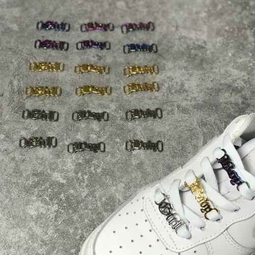 1Pair DIY Letter Shoelaces Buckle Decorations Sneaker Kits Metal Lace Buckle Stylish Sports Metal Kits Shoelaces Accessories