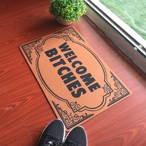 1 Pcs Customization Doormat Entrance Floor Mat Funny Doormat Welcome Bitches Designed Indoor Outdoor Door Mat Top