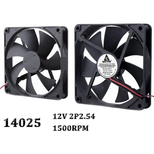 Gdstime 1 Piece DC 140mm 12V 2Pin 140x140x25mm 14025 CPU Computer Case Cooling Fan 140mm x 25mm 14cm PC Cooler 5.5 inch