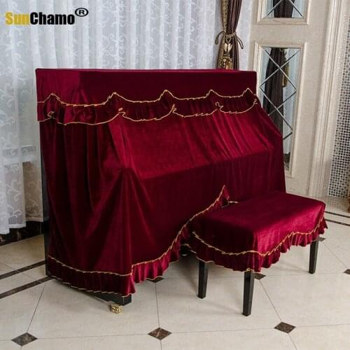 1PC Pleuche High Quality Velvet Piano Cover Classical Style Upright Piano Dust Cover without Stool Cover Upright Piano KQ 008