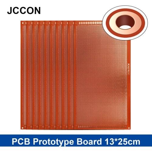 10Pcs PCB Prototype Board 13x25 cm Circuit Protoboard Universal DIY Matrix Single Row Continuous Hole Soldering Plate
