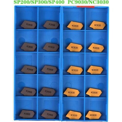 10pcs SP200 SP300 SP400 PC9030 NC3020 NC3030 Grooving Carbide Inserts CNC Lathe Metal Cutting Tools Slotted Blade for SPB