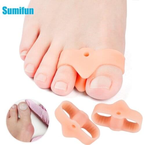 2pcs Two Holes Toe Separator Hallux Valgus Corrector Foot Pain Relief Cushion Thumb Overlap Orthosis Frame Orthopedic Pedicura