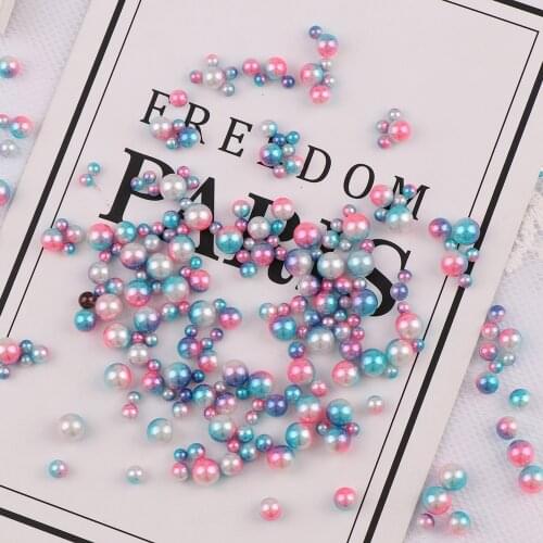 20g 3-6mm Gradient Dark Pink Blue Series Imitation pearl Mix Size No Hole Pearl Round Beads For DIY Nail Art Jewelry Decoration