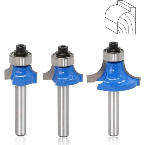 3pcs/set 1/4 Carbide Router Bits Set Wooden Case Door Knife Cupboard Cutter Hardware Tools Milling Cutter Rounded Tenon Cutter