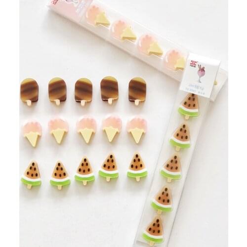 5pcs /Pack Cute Summer Style Watermelon Ice Cream Rubber Eraser Students Use Stationery