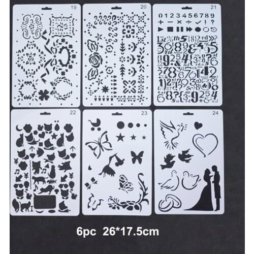 6pc Butterfly Stencils DIY Wall Painting Scrapbooking Stamping Album Decorative Embossing Paper Template Bullet Journal Stencil