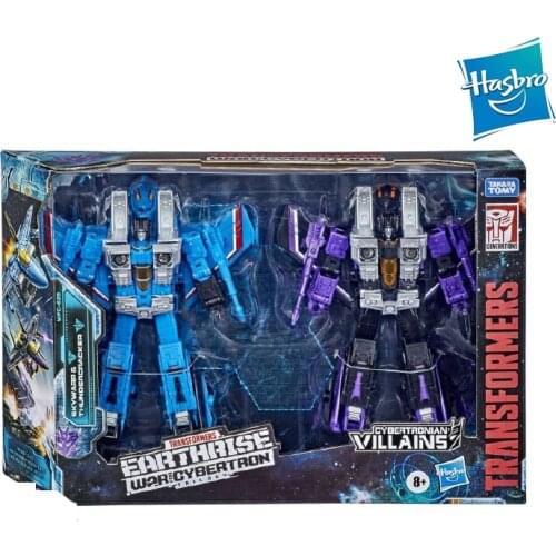8 Pcs Set Hasbro Transformation Cybertron Legendary Target Skywarp Thundercracker Air Plane Troop Action Figure Kids Toy E8624