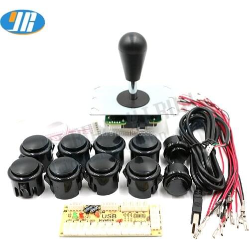 DIY arcade joystick handle kits 5 pin 24mm / 30mm push buttons spare parts USB cable to PC 100% Zero Delay USB Interface