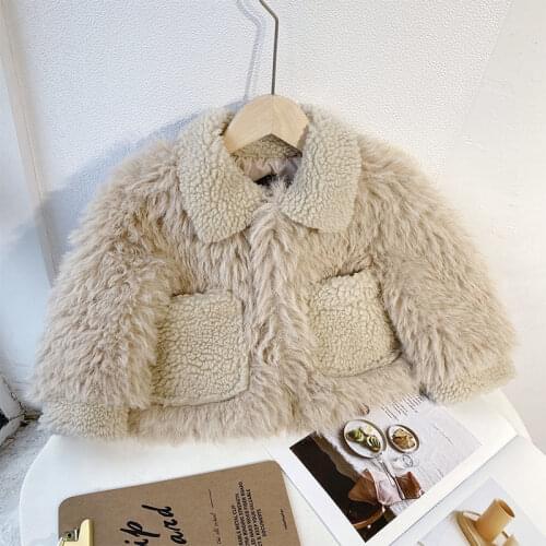 Childrens Faux Rabbit Fur Coat 2021Girls Autumn Winter Jackets Baby Warm Jackets Thickened Plus Velvet Kids Lamb Wool Coat