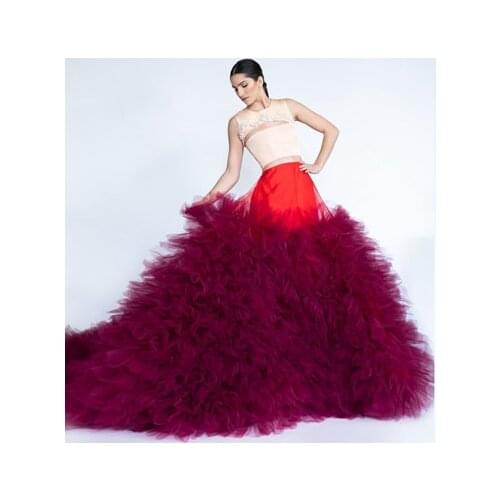 Elegant A-line Pleated Tulle Skirts 2020 For Ladies Extra Puffy Long Floor Length Tutu Tulle Skirt Women For Party Custom Made