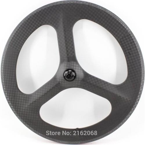 New 700C clincher rim Tri-spoke wheel Road Track Fixed Gear bike matte 12K full carbon fibre bicycle 3 spokes wheelset Free ship