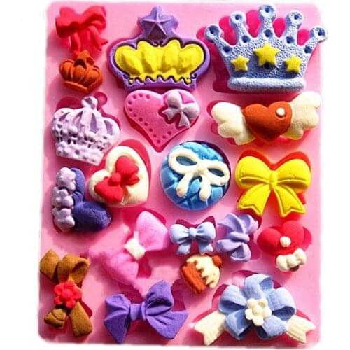 Crown Bow Heart Chocolate Mold Cake Silicone Mould DIY Resin Molds Cake Decorating Tools Fondant Mold Baking Accessories