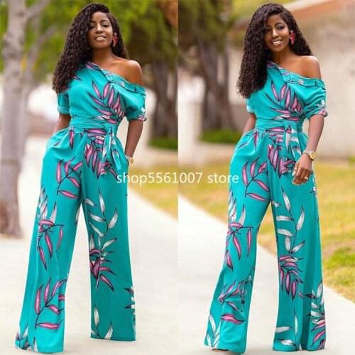 2021 summer sexy fashion style african women printing plus size long jumpsuit