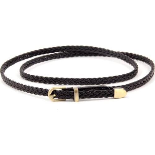 2021 new arrived Hand-knit Leather belt for women Waist 0.8 cm width black belts Party Women Girls 14 colors bl552