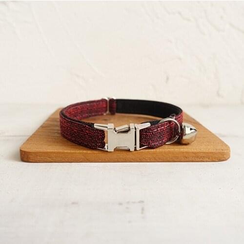 Pet Small Dog Collar THE RED SUIT Fashion Adjustable Cat Nameplate ID 2 Sizes Poly Satin And Nylon Cat Collar Sash Small Bell