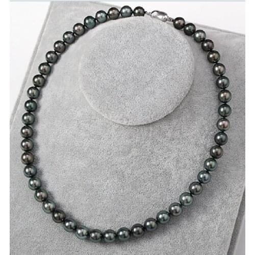 AAA 10-11 mm natural Tahitian black pearl necklace 18inch