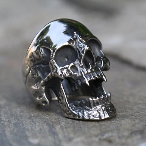 Polishing Vampire Skull Ring Men Womens Stainless Steel Biker Rings Man Gothic Punk Jewelry Best Gift For Friend Size 7-15