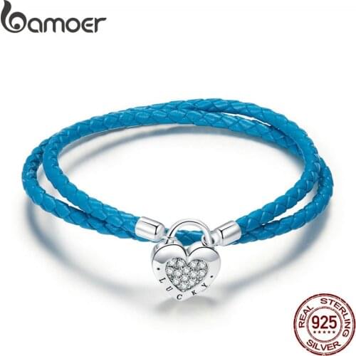 Bamoer Silver S925 Chain Bracelet Sterling Silver Lock Basic Bracelet Link Bracelets Fine Jewelry Gifts for Girl SCB200