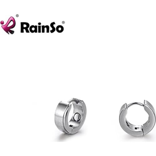 Rainso Simple Stainless steel Magnetic Round Stud Earrings for Women Fashion Eardrop Earrings Lady Party Jewelry Gift