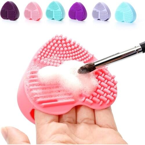 Heart Shape Silicone Makeup Brush Cleaner Foundation Eyeshadow Makeup Brushes Scrubber Pad Soft Brush Washing Mat Hand Tools
