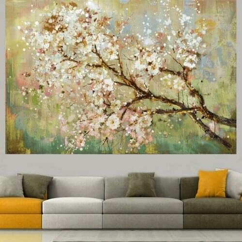 Customize Painting for Office Home Decoration Abstract White Flower Oil Painting on Canvas Art Hand Painted High Quality