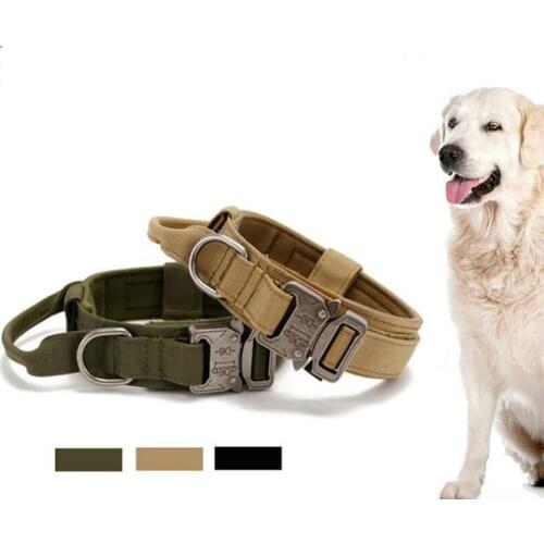 Tactical Dog Pet Collar Adjustable Military Trainning Dog Collar with Handle Metal Buckle Outdoor Hunting Accessories