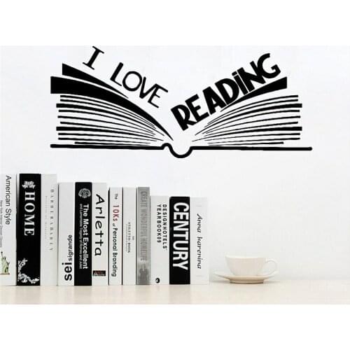 Creative Books Wall Decals Quotes I love reading Vinyl Art Wall Sticker For Bedroom Reading Room Decoration Accessories X312