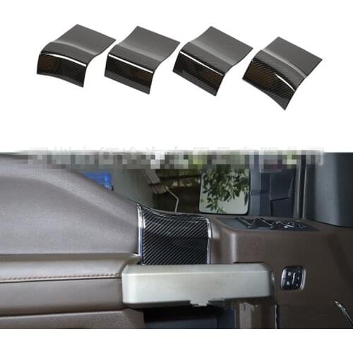 Carbon Fiber ABS 4pcs Car Inner Door Handle Bar Side Cover Trim Decoration Fit for Ford F150 2015+ Car Styling Accessories