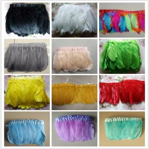 Goose Feather Trims 1 Yards Dyed Geese Feather Ribbons/15-20cm Fringes Goose Feather Cloth Belt DIY decorative 22 Color