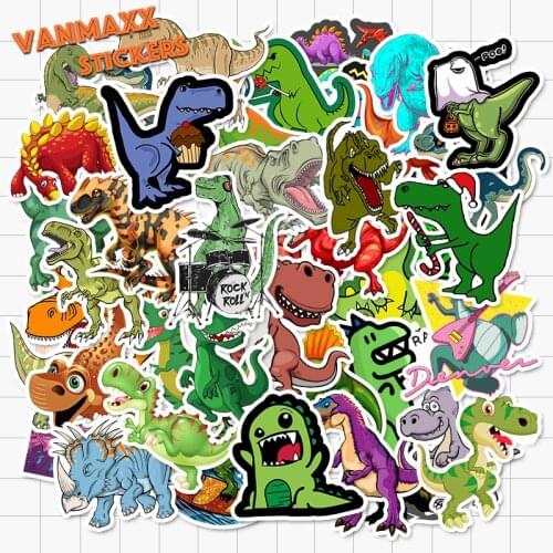 VANMAXX 50 PCS Kids Cartoon Dinosaur Graffiti Stickers Waterproof Vinyl Decal for Laptop Helmet Bicycle Luggage Car Stickers