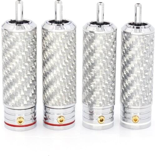 High Quality carbon fiber RCA Jack Rhodium Plated interconnect cable connector plug signla connector plug
