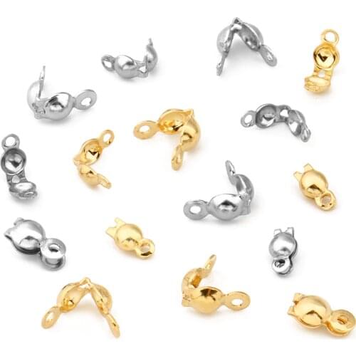 100Pcs Stainless Steel Necklace Chain Connector Clasp Accessories Ball Chain Crimps End Beads Findings For DIY Jewelry Making