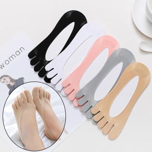 1 Pair Women Summer Five-finger Socks Female Ultrathin Sock Funny Toe Invisible Socks with Silicone Anti-skid Breathable