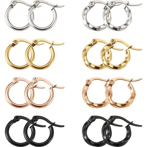 15mm Titanium Steel Hoop Earrings Mixed Color Ring Shape Earring for Women DIY Jewelry Accessories Ear Buckle 16pcs/set