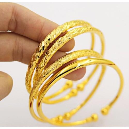 Fashion 14k Gold Womens Wedding Engagement Bangles Printed Adjustable Gold Bracelet Stars Meteor Shower Bracelet Jewelry Gifts